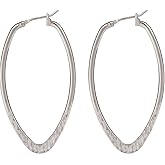 Spirit by Silver Forest Hammered Oval Hoop Earrings for Women - Hypoallergenic Sterling Silver Earwires - Lightweight Statement Hoops - USA Handcrafted Jewelry - Gift Box Included