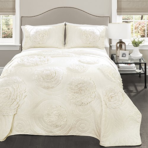 Lush Decor Lush Décor Serena 3 Piece Quilt Set, Full/Queen, Ivory