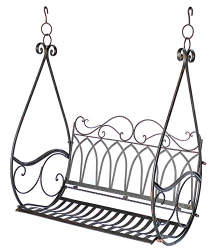 GXK Hängebank Metall Braun Wetterfest Schaukel Gondel Hängesessel 2Sitzer Eisen – Bild 4