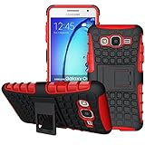 Galaxy On5 Case, OEAGO Samsung Galaxy On5 Case [Shockproof] [Impact Protection] Tough Rugged Dual Layer Protective Case with Kickstand for Samsung Galaxy On5 - Red