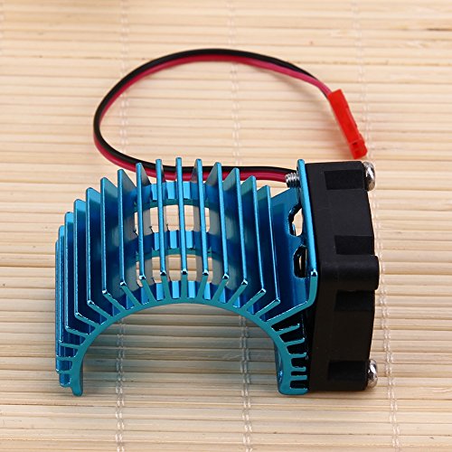 Chinatera RC Car 1:10 Accessories Motor Heat Sink Radiator With Cooling Fan for 1/10 HSP RC Car 540/550/3650/3660/3674 (For 540/550/3650/3660/3674, Blue)