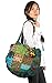 Tribe Azure Floral Embroidered Blue Shoulder Tote Bag Boho Gypsy Hippie Cotton Lightweight Roomy Spacious Colorful School Laptop Books Large Durable
