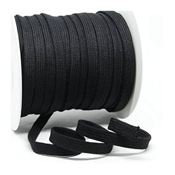Flachkordel (Baumwollkordel), 10mm, 1m, 100%Baumwolle, col.802, tiefschwarz