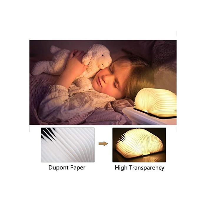 Lámpara de Libro LED de Madera en Forma de Libro, 8 colores de luz, Lámpara de Mesa Lámpara de Noche Book Lamp Recargable USB 360° Plegables Regalo Original Cumpleaños, Navidad - Imagen 4