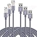 GANJOY iPhone Charger 3Pack 3FT/6FT/10FT(1M/2M/3M) Nylon Braided 8 pin Charging Cables USB Charger Cord, Compatible with iPhone 7/7 Plus/6s/6s Plus/6/6 Plus/5/5S/5C/SE/iPad and iPod (Grey)
