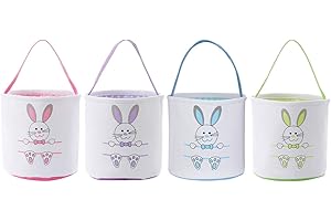 CODDSMZ 4 Pack Easter Bunny Basket Bags Gift Basket Easter Bag Bunny Ear Bag Tote Bag for Egg Hunting Candy and Gifts Carry Bucket (Easter Bunny Bag 04)