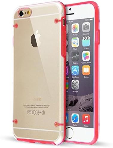 DeviceFun TM - Clear PC and TPU Gel Silicone Bumper Case Cover For iPhone 6 Plus and iPhone 6S Plus (5.5 Inches) with FREE Screen Protector - Vivid Red
