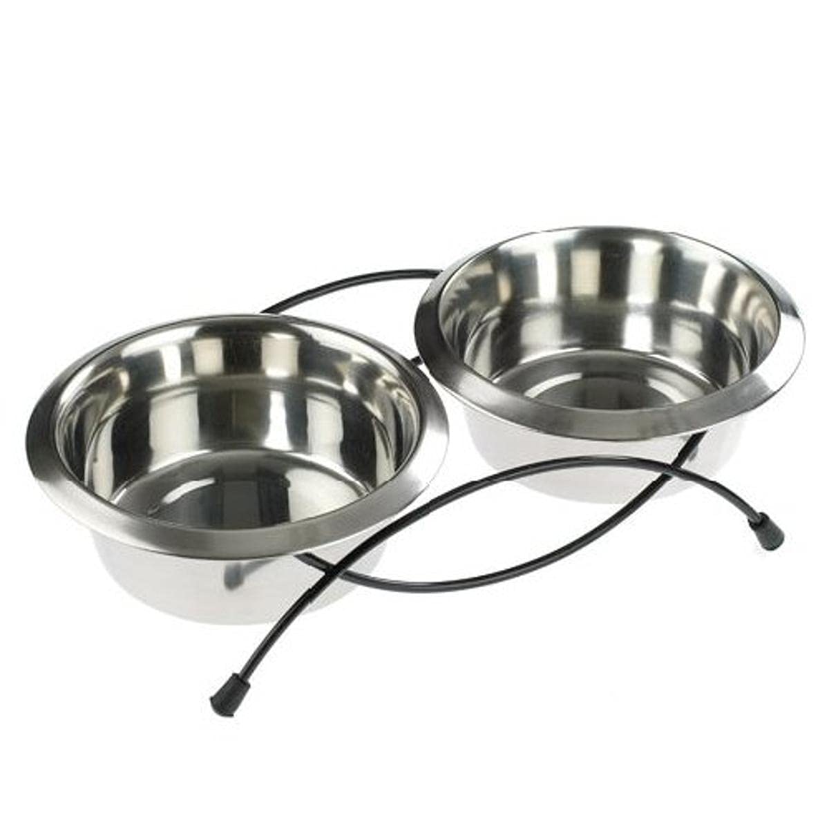 Classic Pet Products Anti-Tip Feeder with 2 x 950 ml Stainless Steel Dishes, 6.5 inch