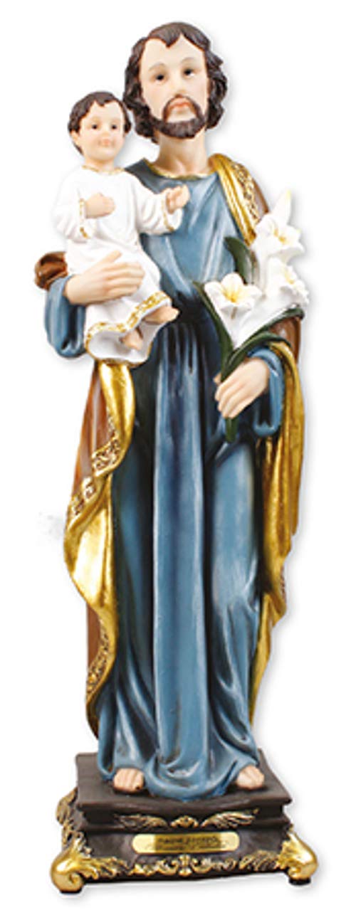 CBC Saint Joseph with Jesus - 12" Florentine Resin Statue
