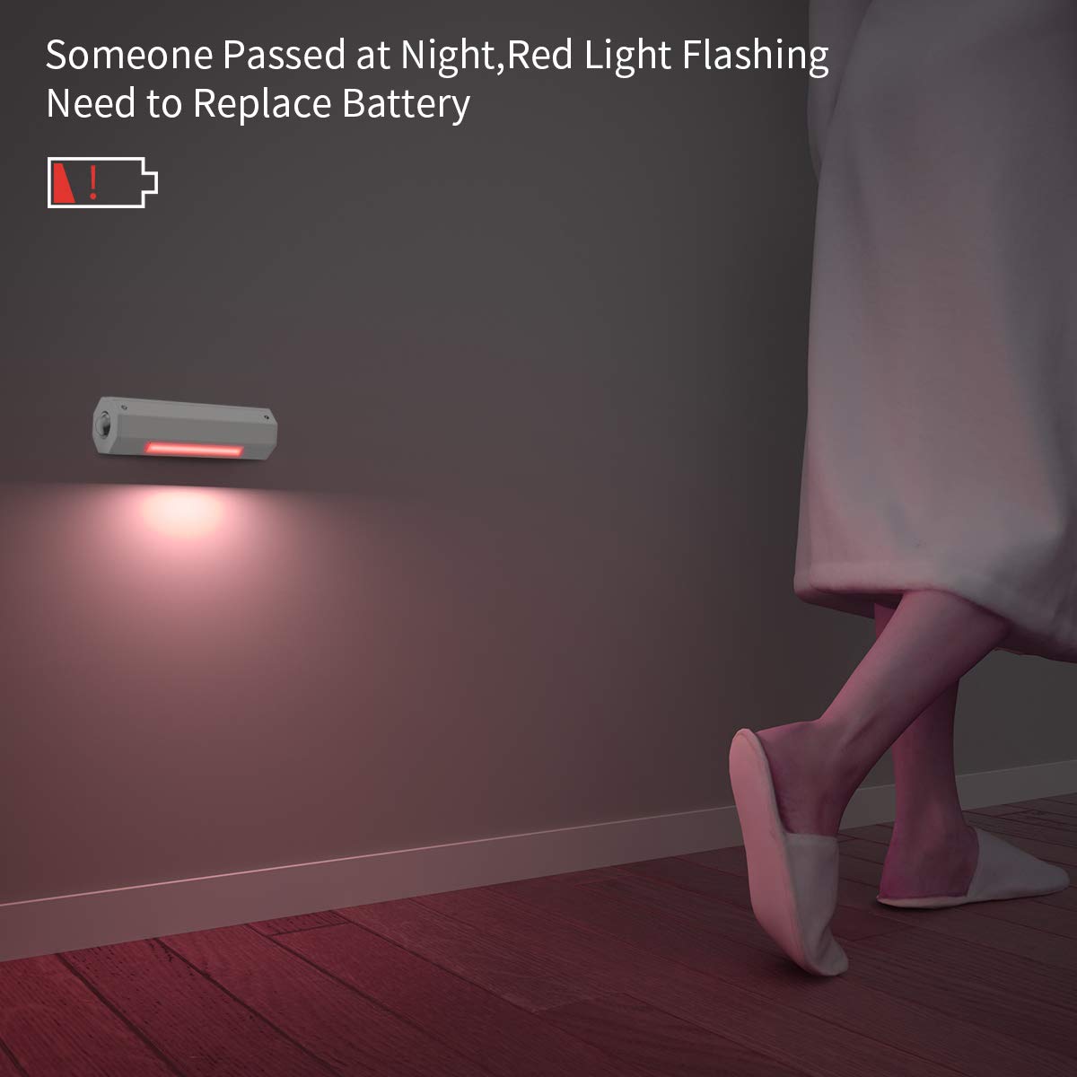 Morpilot 2pcs LED Stair Night Light/Cupboard Light with Motion Sensor, AA Battery Operated/Dual PIR Sensor/Low Battery Warning/3 Fixed Method/Octagonal Rotatable Design, Warm White Indoors Night Light