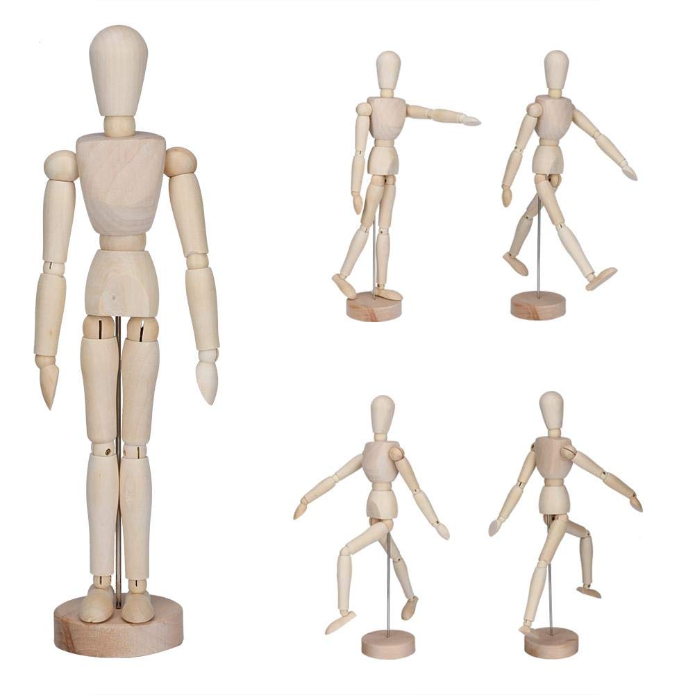 AUNMAS Mannequin Wooden, 12.99 * 2.75inch Drawing Manikin Articulated Wooden Mannequin Artist Manikin Wood Artist Drawing Manikin With Stand Base And Flexible Body