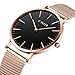 CIVO Mens Womens Unisex Ultra Thin Watches Minimalist Luxury Fashion Business Dress Casual Waterproof Quartz Wrist Watch for Man Woman with Rose Gold Stainless Steel Mesh Band (Brown)