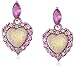 Amazon Collection 14k Rose Gold Plated Sterling Silver Created Pink Opal and Pink Sapphire Halo Heart Dangle Earrings