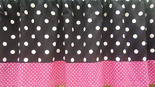 Black and White Polka Dot Valance Curtain with Candy Pink Polka Dot Trim, One Valance Curtain, 100% quality cotton Premier Prints drapery fabric Minnie Mouse Themed Bedroom