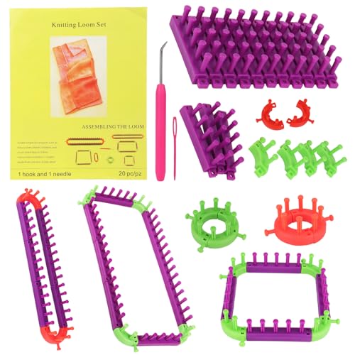 Coopay Flexible Loom Kits - Adjustable Knitting Set, Includes Square & Round Looms, Hook & Needle - DIY Craft Tool