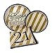 Black and Gold Happy 21st Birthday Party Bundle with Paper Plates and Napkins for 8 Guests