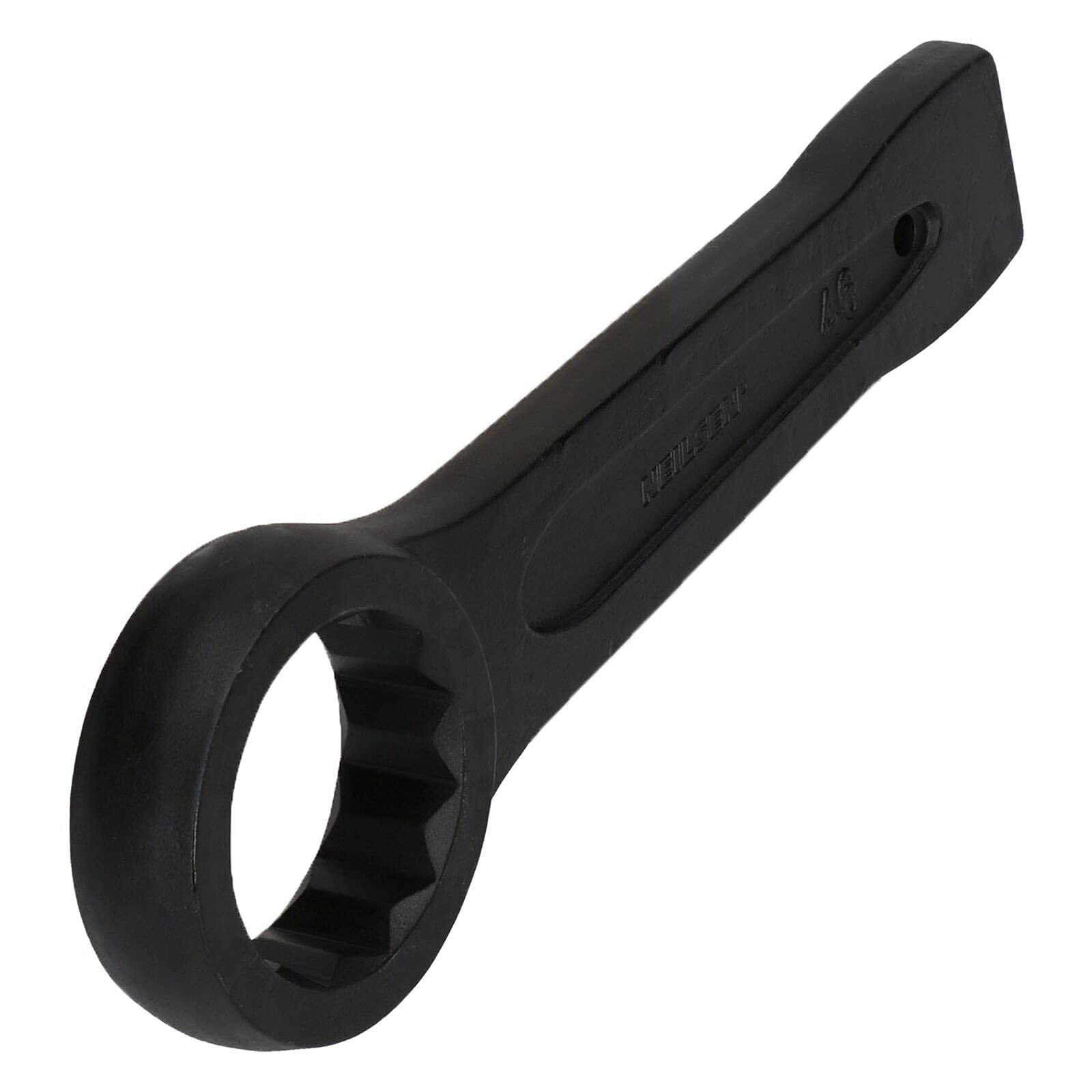 TOP-VIGOR 24 mm Slogging Ring Spanner Striking Straight Handle Box End Wrench Metric Single Ring Flat Spanner Slogging Wrenches for Various Hex Head Bolt