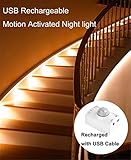 Motion Activated Rechargeable Night Light, Amagle Flexible LED Strip Motion Sensor Night Light Bedside Lamp Illumination with Automatic Shut Off Timer (3000K Warm White)
