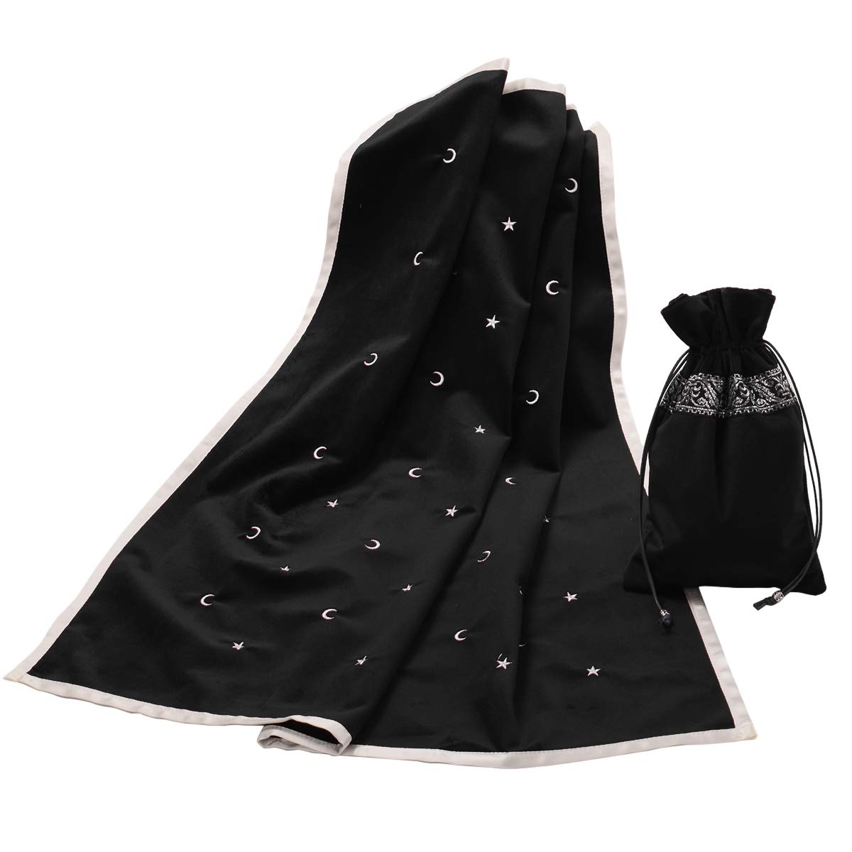 BLESSUME Tarot Tablecloth Altar Divination Wicca Velvet Cloth with Tarot Pouch (Black)