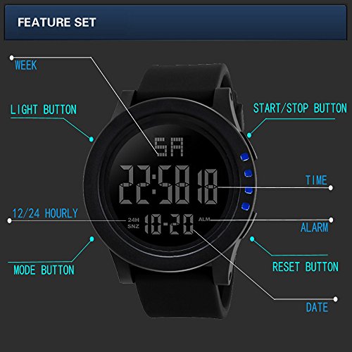 Sport Watch, 50M Waterproof Watch, Sport Wrist Watch for Men Women Kids, Digital Watch with Alarm Date and Time (Yellow -2)