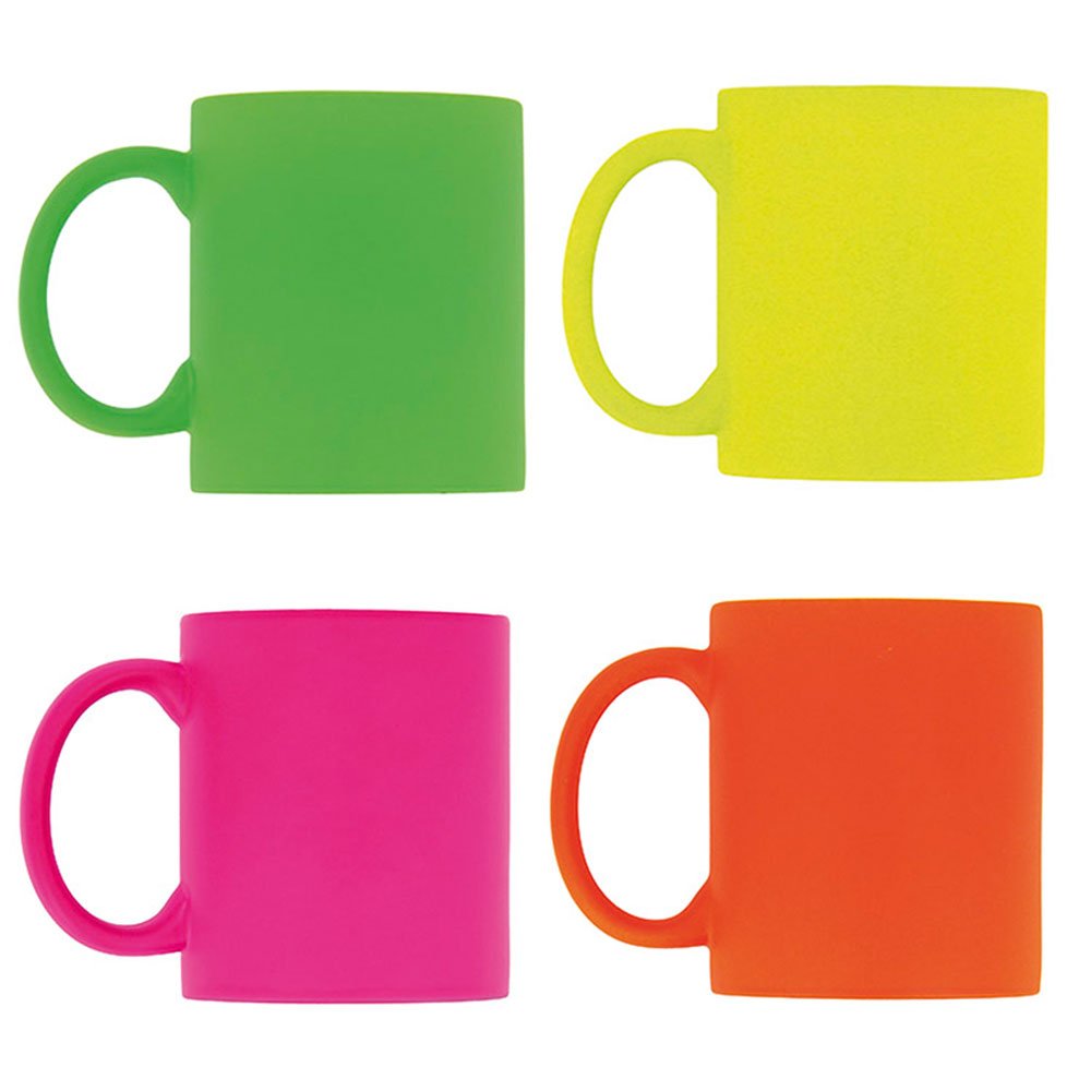 eBuyGB 1292399 Pack of 4 Bright Fluorescent/Neon Mug for Tea and Coffee, Ceramic, Mixed, 310ml