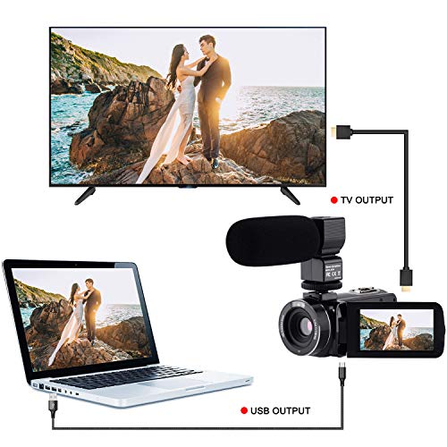 CofunKool Camcorder 1080P 26MP Video Camera WiFi Vlogging Camera for YouTube, 270° Flipping 3.0" IPS Touch Screen, IR Night Vision, with Microphone Remote Control Mini Tripod, Support USB, TV Output