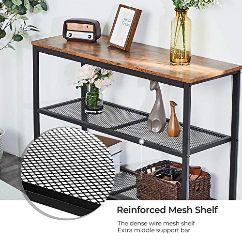 KICODE Console Table Sofa Table Entryway Industrial Side Table with 2 Iron Mesh Storage Shelves for Living Room Corridor and Bedroom - Thumbnail 4