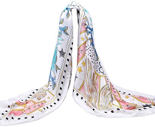 AlinkZ Women's Satin Silk Feeling Neck Scarf, Hair Scarf, Wrap Shawl (Long Hand)