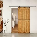WINSOON 8FT Heavy Duty Black Single Sliding Barn Wood Door Hardware Steel Track Kit for Indoor and Outdoors