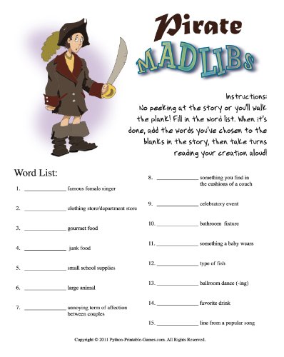 Printable Mad Libs Pirate Party Game [Download]