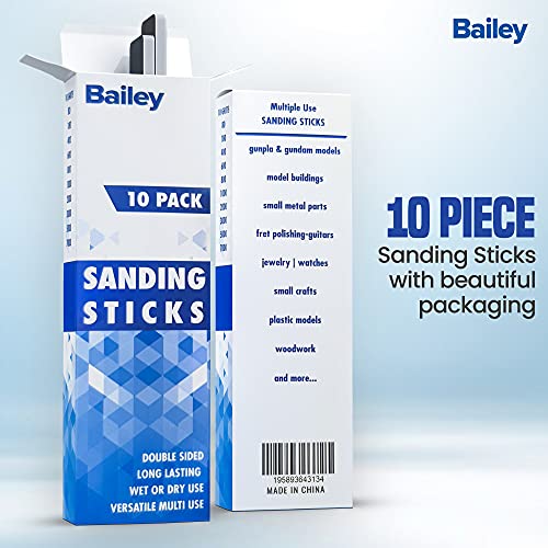 Sanding Sticks For Plastic Models, 10Pack Assorted Metal, & Wood Sanding Tools by Bailey