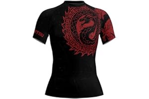 AUREIKA Short Sleeve Base Layer for Women – Dragon Compression Rash Guard for MMA BJJ Grappling and Training