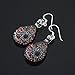 925 Sterling Silver Glass Jewelry Black Pink Flower Mandala Design Dangle Teardrop Earrings