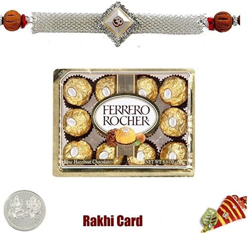 Sparkling Om Rakhi with 12 Piece Ferrero Rocher Chocolate