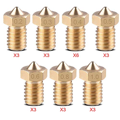24 Pieces Extruder Nozzles M6 3D Printer Brass Nozzles Print Heads with