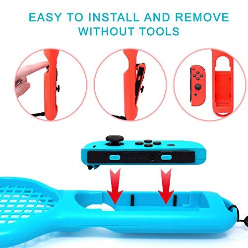Tennis Racket for Nintendo Switch Joy-Con Controller,Game Accessories for Nintendo Switch Mario Tennis Aces One Pair(Blue and Red)