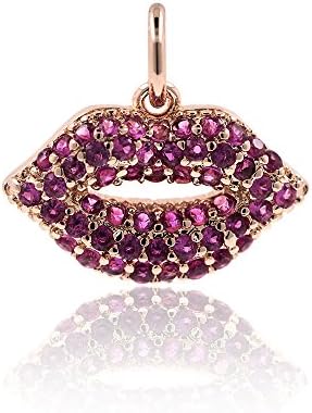Lips Charm Bracelet/Necklace Pendant Micro Pave CZ for Women Jewelry Lover Gift 15x10mm 10Pcs