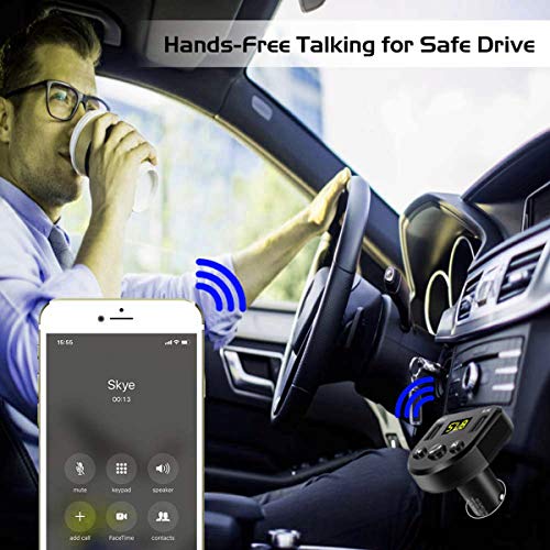 Bluetooth FM Transmitter for Car, TIANSHILI Wireless Bluetooth FM Radio Adapter Support Hands-Free Calling/USB Flash Drive MP3 Music Player and 2 USB Ports Charger
