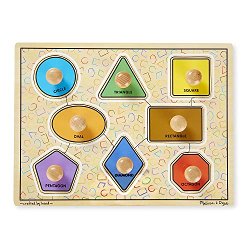 Melissa & Doug Deluxe Jumbo Knob Puzzle Geometric Shapes & Vehicles
