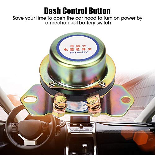 Ejoyous 24V Car Auto Vehicle MotorBoat Battery Electromagnetic Disconnect Switch, DC 24V Electromechanical Solenoid Power Switch + One Button Dash Control Master Kill System Turn on/off