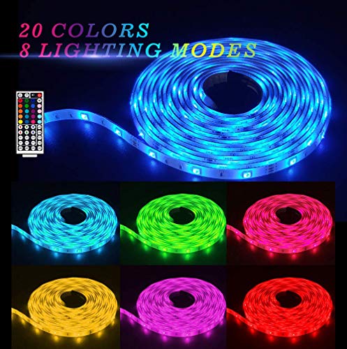 32.8ft/10M LED Strip Light RGB SyNong Soft Rope Lights 5050 SMD DreamColor 300 LEDs Waterproof 2x5M Tape Light with 44 Keys IR Remote Control and 12V Power Adapter for Room Kitchen Indoor Ourdoor Deco