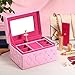 Smonet Musical Jewelry Box, Ballerina Girl's Jewel Storage Case, Twinkle Twinkle Little Star Tune, Pink