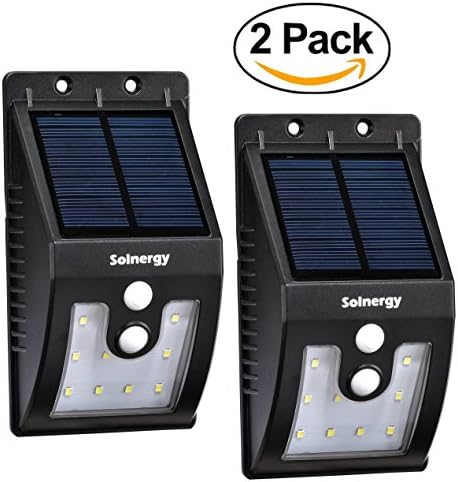 [Solnergy] IPX6 Waterproof LED Solar Sensor Light, Outdoor Motion Lighting, Power Button, Security Motion Sensor Lamp Light, Auto On/Off, Patio, Yard, Garden, Driveway, Stairs, Pool Area (2 in Pack)