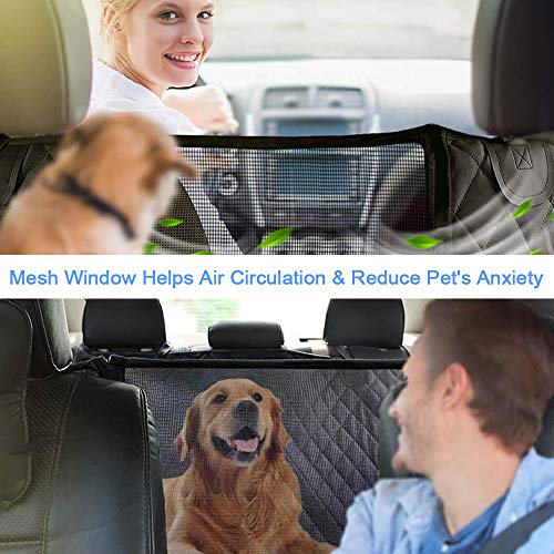 Dog Hammock for Back Seat, HeiYi 100% Waterproof Dog Car Hammock with Mesh Visual Window Storage Pockets Nonslip Anti-Scratch Dog Car Seat Covers for Cars Trucks SUV