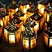 Mini Star Lantern with Flickering LED,Battery Included,Decorative Hanging Lantern,Christmas Decorative Lantern,Indoor Candle Lantern,Battery Lantern Indoor Use,Zkee(Set of 6 Golden)