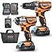 VonHaus MAX 20V Cordless Hammer Drill and Impact Driver Combo Kit with 2x Lithium-Ion 1.5Ah Batteries, Charger Kit and 21pc Accessories