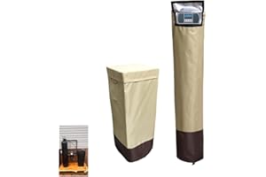 CHENGNAN Water Softener Covers for Outside Units,16''D×44'',H,14''D×64''H Double Layer Water Softener Cover Outdoor,All-Weather Protection,Waterproof Cover for Water Softener Outside,Beige&Tan