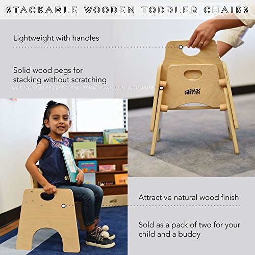 ECR4Kids 6" Stackable Wooden Chair for Toddlers Sturdy Hardwood Seat
