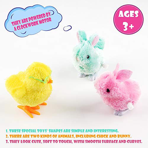 FUNNISM 12 Wind-Up Jumping Cute and Colorful Bunny and Chicken Toys for Easter Basket Fillers,Easter Egg Hunt,Treasure Chests,Classroom Prize Supplies,Birthdays,Kids Gifts and Party Favors - Thumbnail 5
