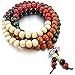 INBLUE Women,Men's 8mm Wood Bracelet Necklace Tibetan Multicolor Sandalwood Prayer Buddha Mala Elastic